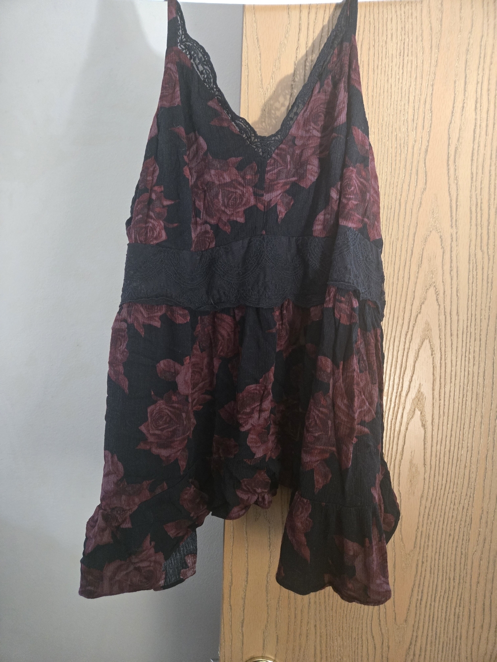 torrid Black Cami with Burgundy Rose Print